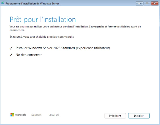 Lancer l'installation