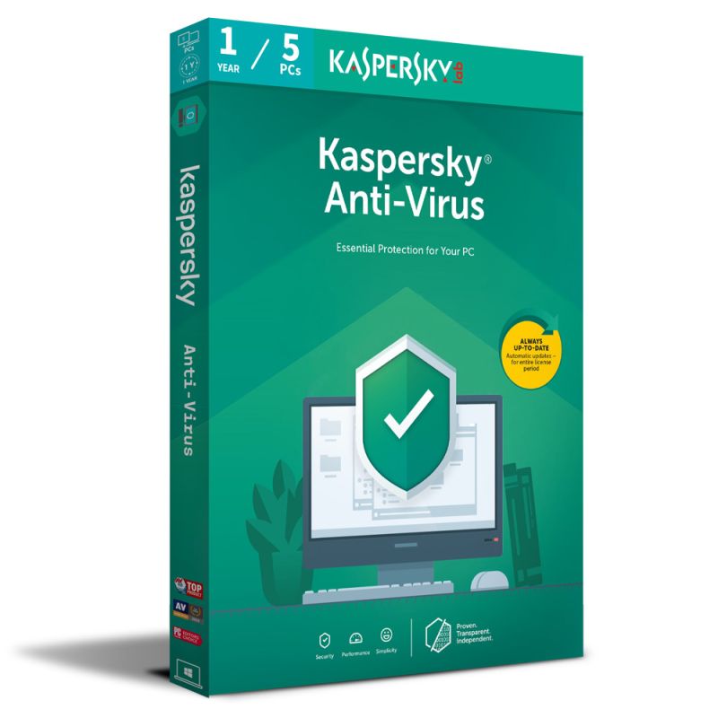 Kaspersky Anti-Virus 2024-2025, Temps d'exécution : 1 an, Device: 5 Devices