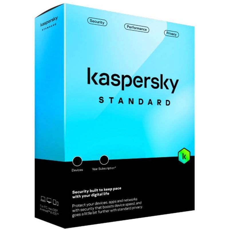 Kaspersky Standard 2024-2025, Temps d'exécution : 1 an, Device: 3 Devices