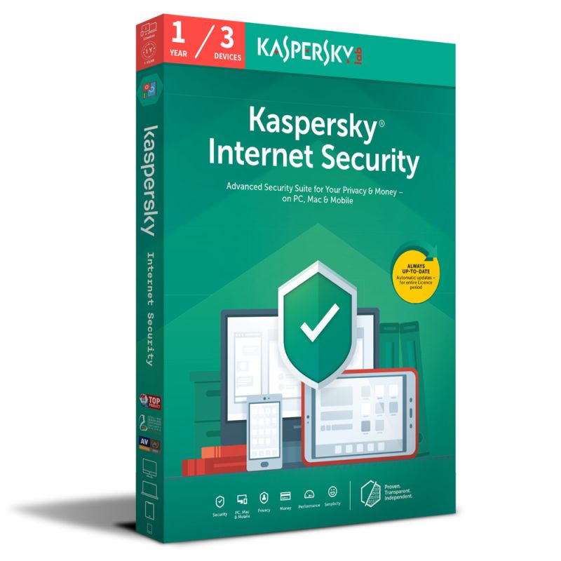 Kaspersky Internet Security 2024-2025, Temps d'exécution : 1 an, Device: 3 Devices