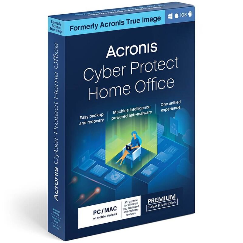 Acronis Cyber Protect Home Office Premium 2025-2026, Temps et Stockage: 1 an + 1 TB Cloud Storage, Devices: 1 Device